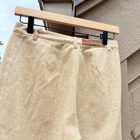 EUC Vintage Krizia Jeans Wool Blend Cream Tweed Pants with Front Slits - Picture 5 of 11